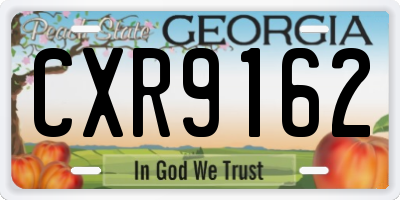 GA license plate CXR9162