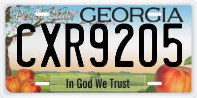 GA license plate CXR9205