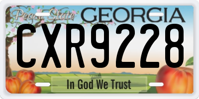 GA license plate CXR9228