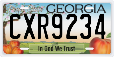 GA license plate CXR9234