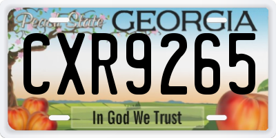 GA license plate CXR9265