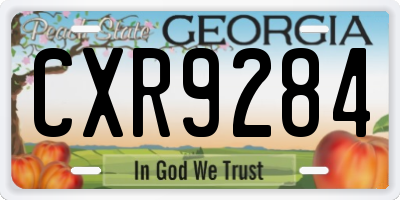 GA license plate CXR9284