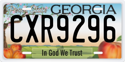 GA license plate CXR9296