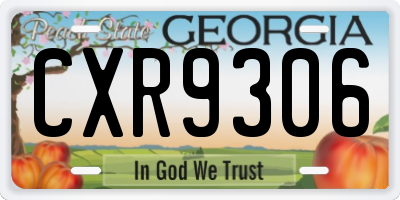 GA license plate CXR9306