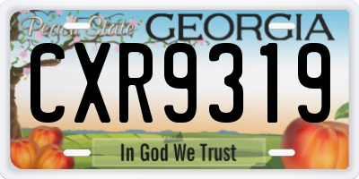 GA license plate CXR9319