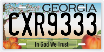 GA license plate CXR9333