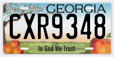 GA license plate CXR9348