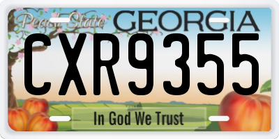 GA license plate CXR9355