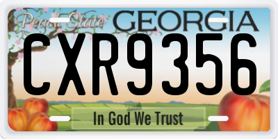 GA license plate CXR9356