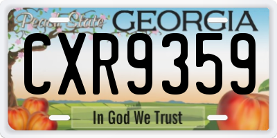 GA license plate CXR9359