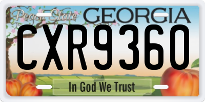 GA license plate CXR9360