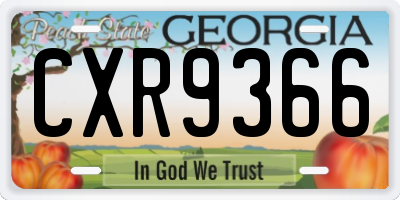 GA license plate CXR9366