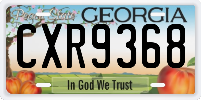 GA license plate CXR9368