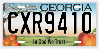 GA license plate CXR9410