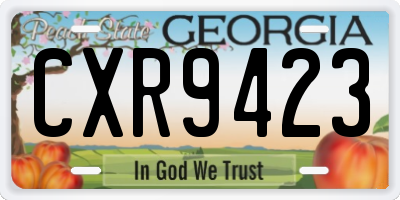 GA license plate CXR9423