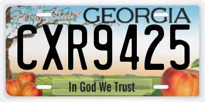 GA license plate CXR9425