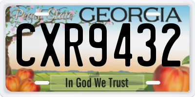 GA license plate CXR9432