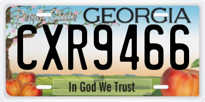 GA license plate CXR9466