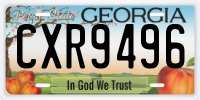 GA license plate CXR9496