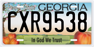 GA license plate CXR9538