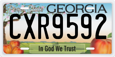 GA license plate CXR9592