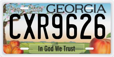 GA license plate CXR9626