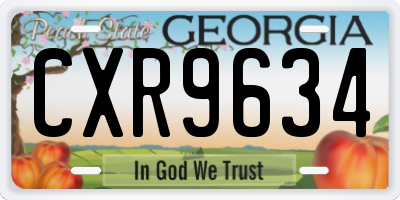 GA license plate CXR9634