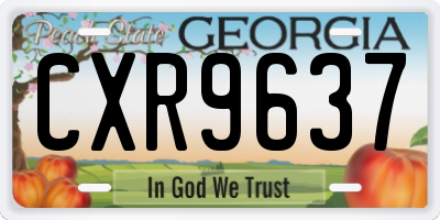 GA license plate CXR9637