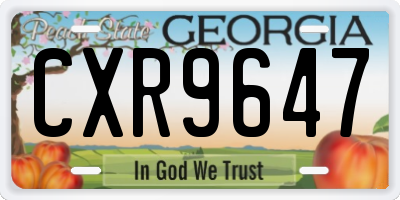 GA license plate CXR9647