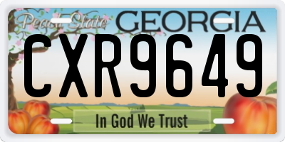 GA license plate CXR9649