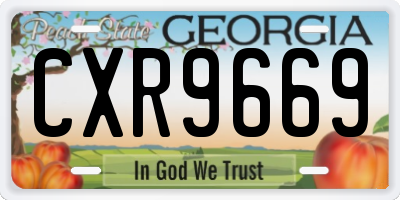 GA license plate CXR9669