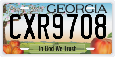 GA license plate CXR9708