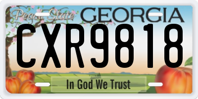GA license plate CXR9818