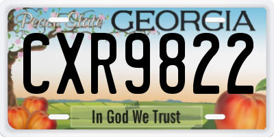 GA license plate CXR9822