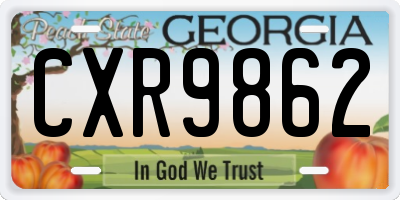 GA license plate CXR9862