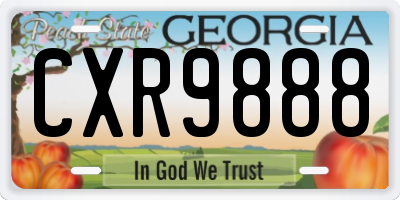 GA license plate CXR9888