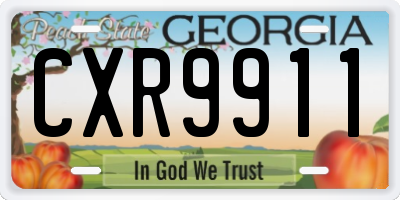 GA license plate CXR9911