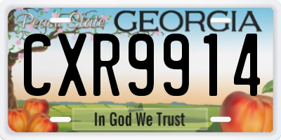 GA license plate CXR9914