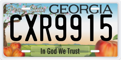 GA license plate CXR9915