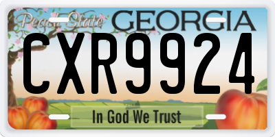 GA license plate CXR9924