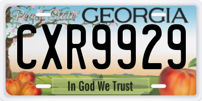 GA license plate CXR9929