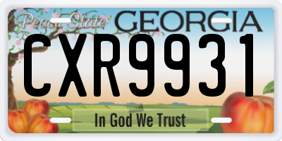 GA license plate CXR9931