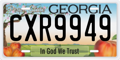 GA license plate CXR9949