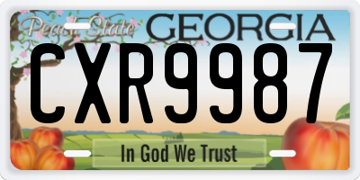 GA license plate CXR9987