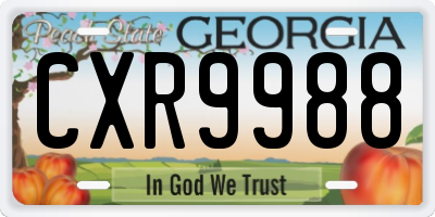 GA license plate CXR9988