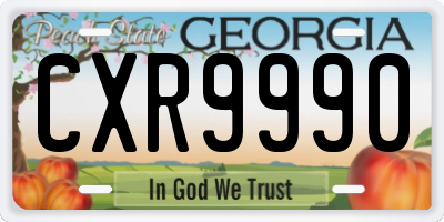 GA license plate CXR9990