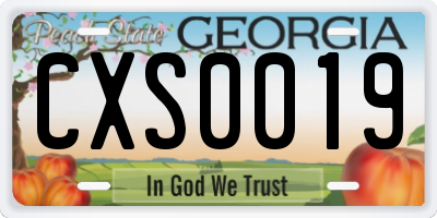 GA license plate CXS0019
