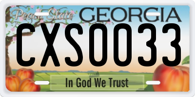 GA license plate CXS0033