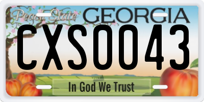 GA license plate CXS0043
