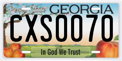 GA license plate CXS0070